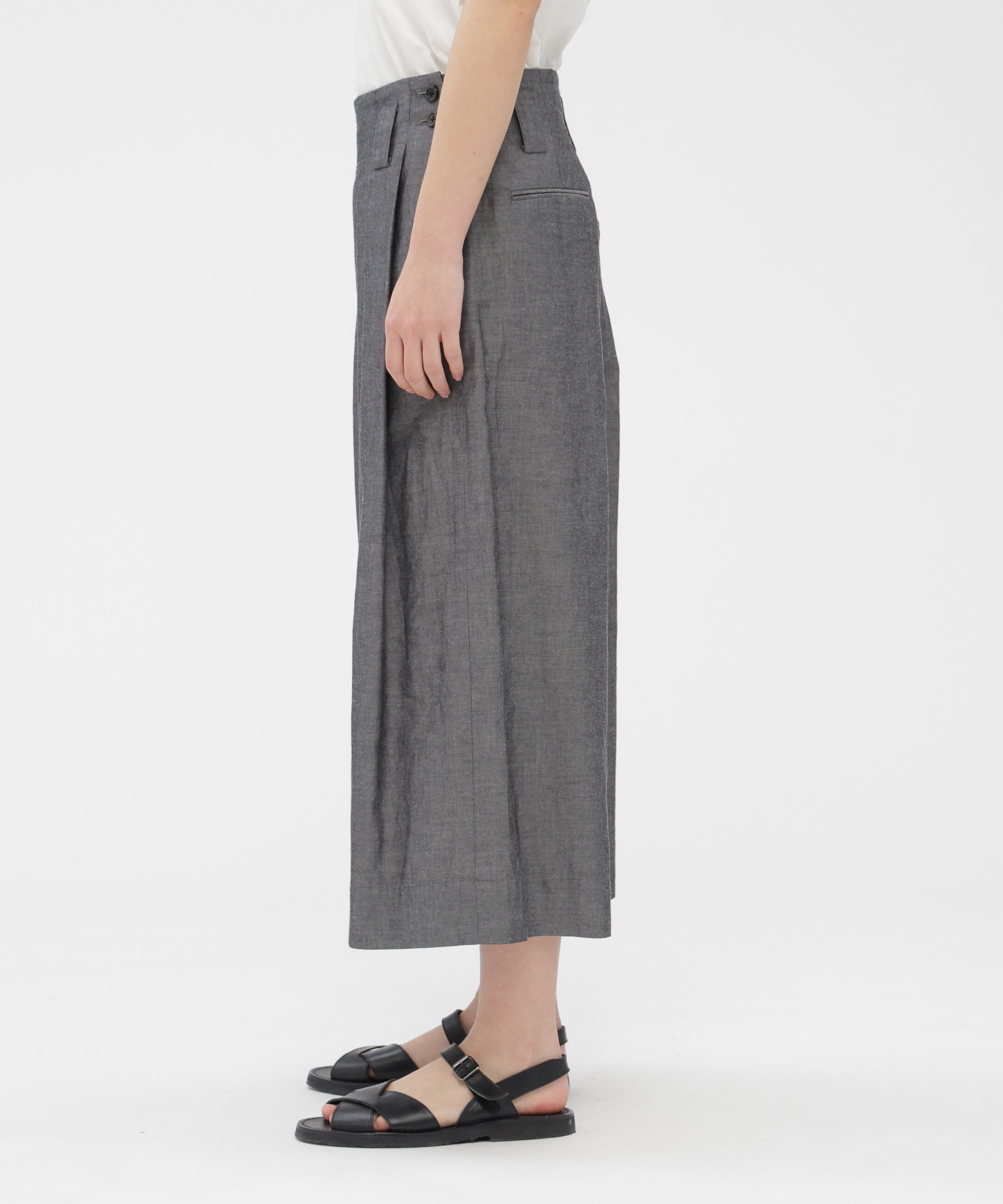  「COTTON RAMIE CHAMBRAY TROUSERS」|キュロット|