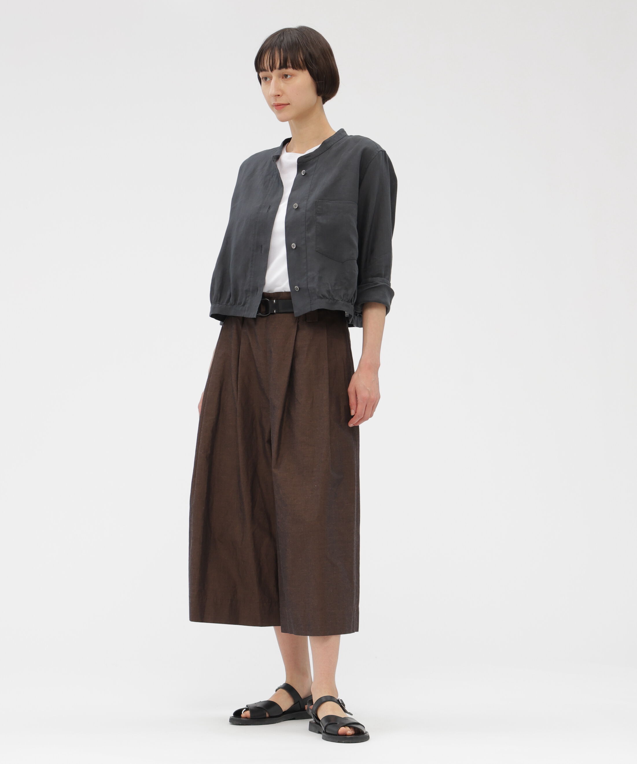  「COTTON RAMIE CHAMBRAY TROUSERS」|キュロット|