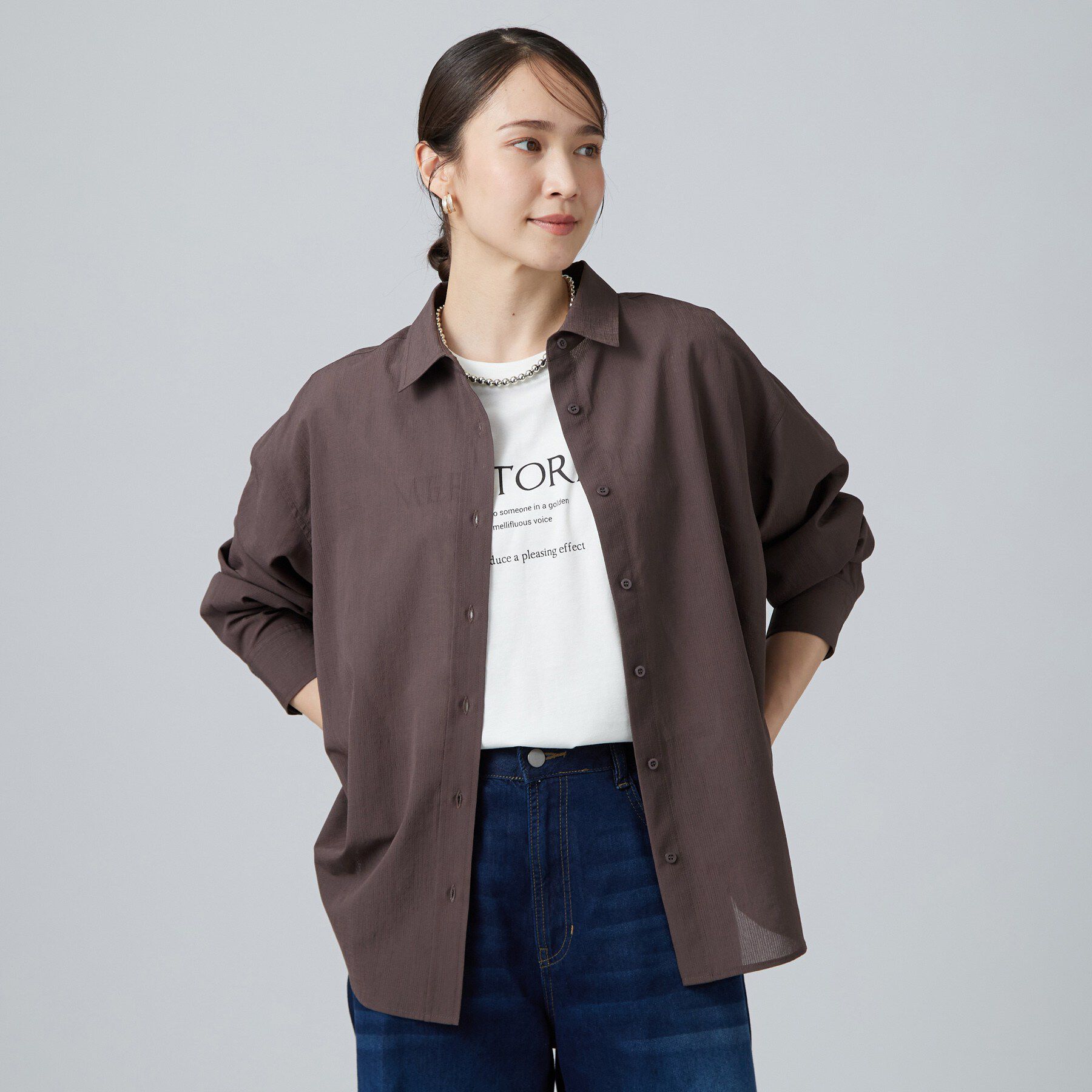 SHOO･LA･RUE「【通気性〇/S-LL/洗濯機可】大人のきちんとベーシックシャツ」|シャツ・ブラウス|