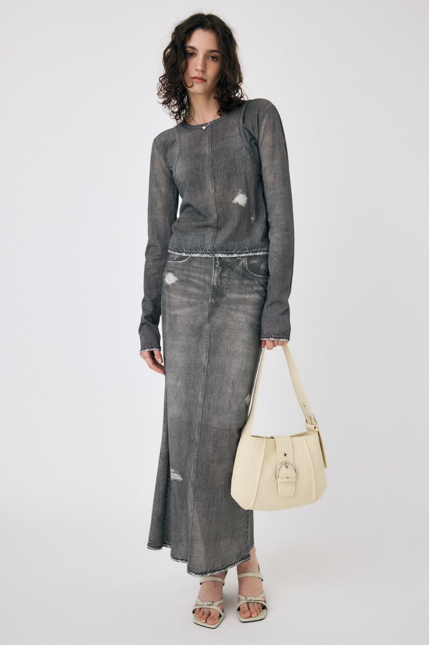 MOUSSY「DENIM PRINT TRANSPARENT スカート」|スカート|