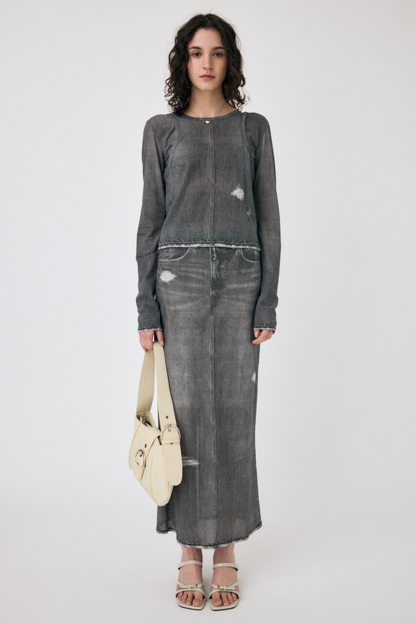 MOUSSY「DENIM PRINT TRANSPARENT スカート」|スカート|