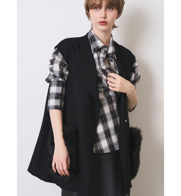 ELENDEEK「FUR POCKET SLEEVELESS CT」|その他|ブラック