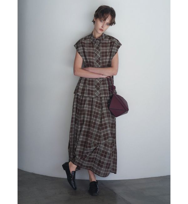 ELENDEEK「WAIST TUCK CHECK BL」|シャツ・ブラウス|