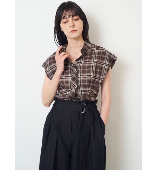 ELENDEEK「WAIST TUCK CHECK BL」|シャツ・ブラウス|