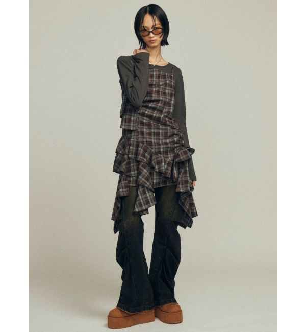 EMODA「アシンメトリーギャザーリボンワンピース」|ワンピース|