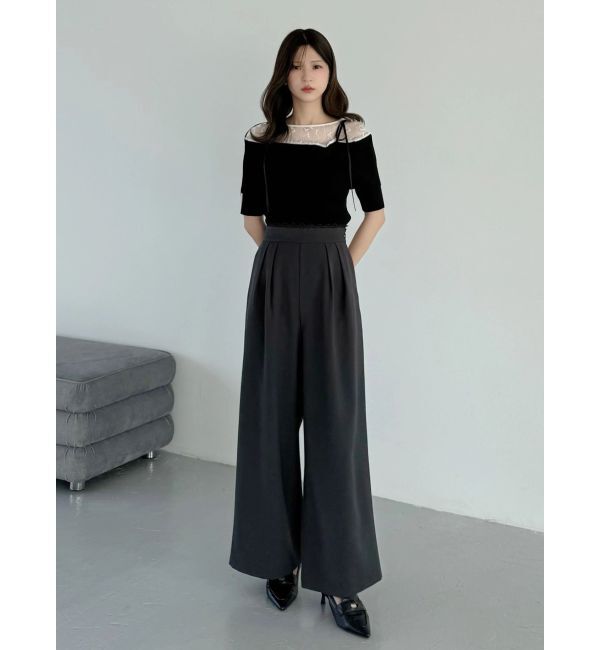 MERCURYDUO「レースレイヤードタックパンツ」|その他|