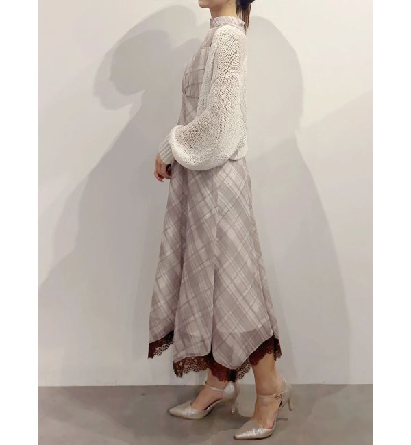 MERCURYDUO「シアーチェックカッティングワンピース」|ワンピース|