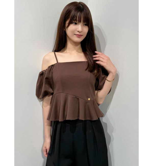 MERCURYDUO「ポンチペプラムバルーンスリーブトップス」|Tシャツ・カットソー|