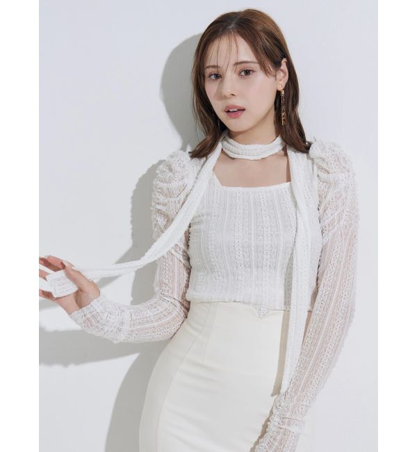 MERCURYDUO「カットレースパワショルチョーカートップス」|Tシャツ・カットソー|