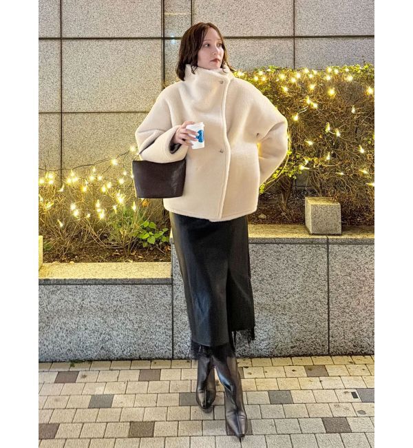 LAGUNAMOON「ヘムレースレイヤードハイウエストエコレザースカート」|スカート|