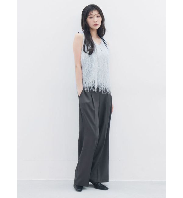 LAGUNAMOON「フェザーVネックリボントップス」|Tシャツ・カットソー|