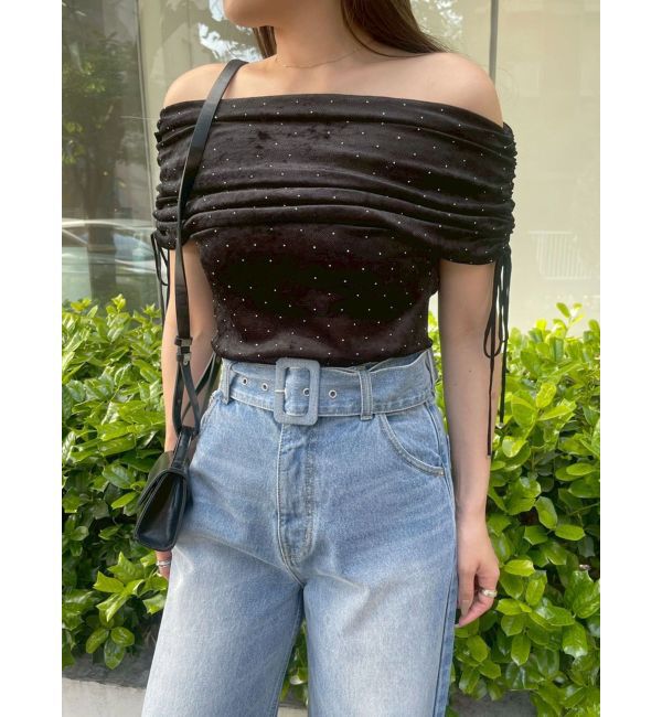 LAGUNAMOON「テキタイルオフショルドロストトップス」|Tシャツ・カットソー|