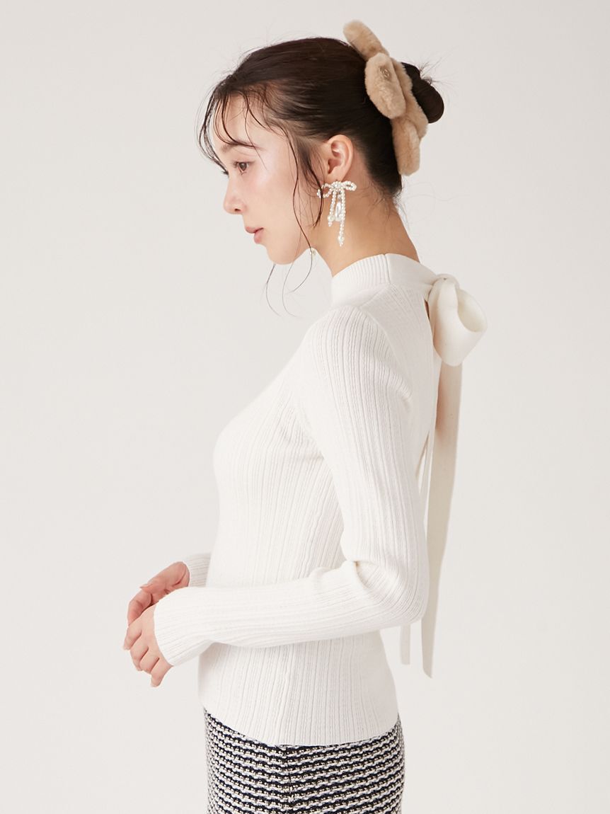 LILY BROWN「【LILY BROWN&times;MARY QUANT】デイジー刺繍バックオープンリブニット」|ニット・セーター|
