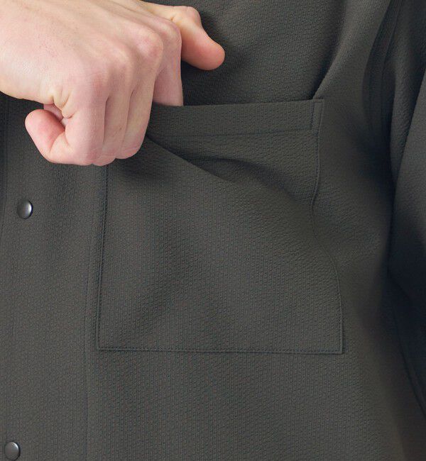 MACKINTOSH PHILOSOPHY「トロッター サッカーストレッチ 半袖オープンカラースナップボタンシャツ」|シャツ・ブラウス|