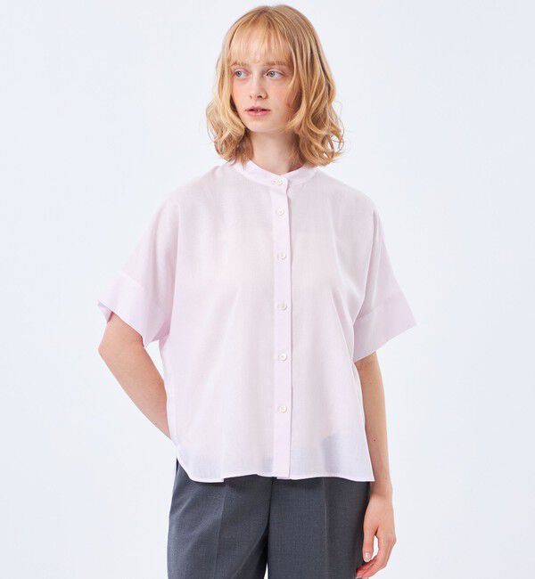 MACKINTOSH PHILOSOPHY「リネンミックスバンドカラーシャツ」|シャツ・ブラウス|ピンク