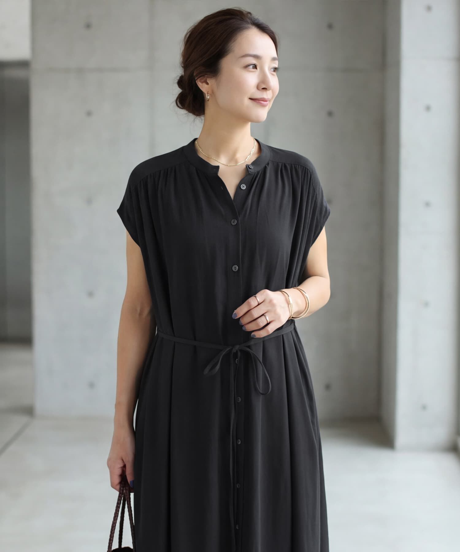 STYLE DELI「レーヨンバンドカラードレープワンピース」|ワンピース|