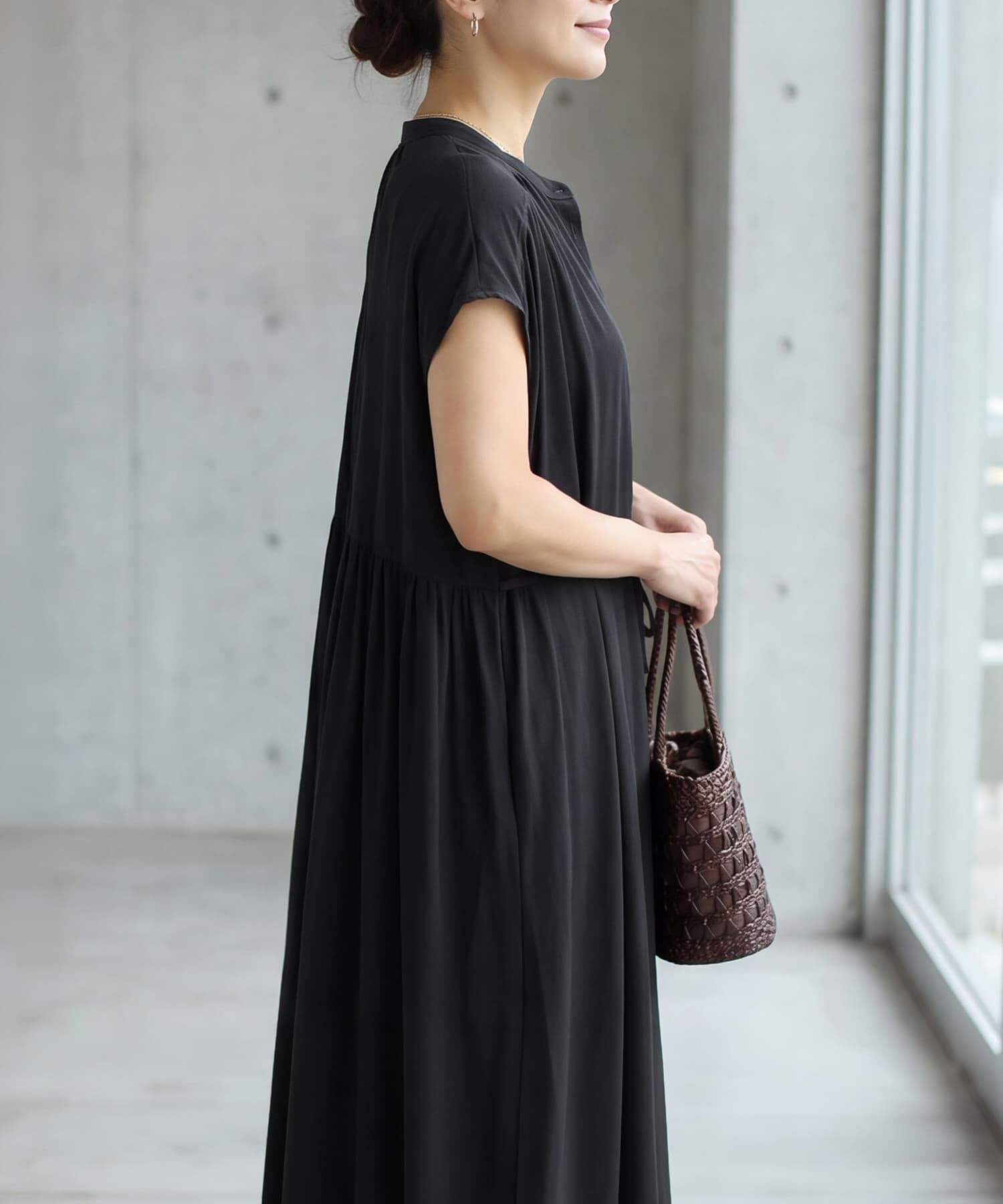 STYLE DELI「レーヨンバンドカラードレープワンピース」|ワンピース|