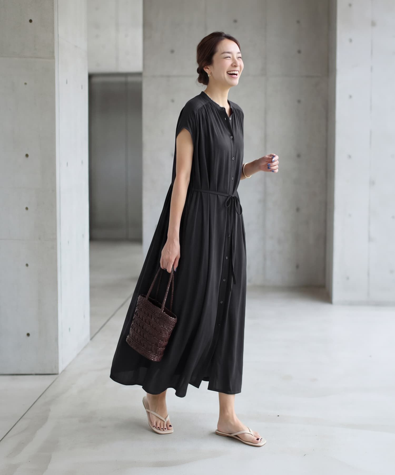STYLE DELI「レーヨンバンドカラードレープワンピース」|ワンピース|