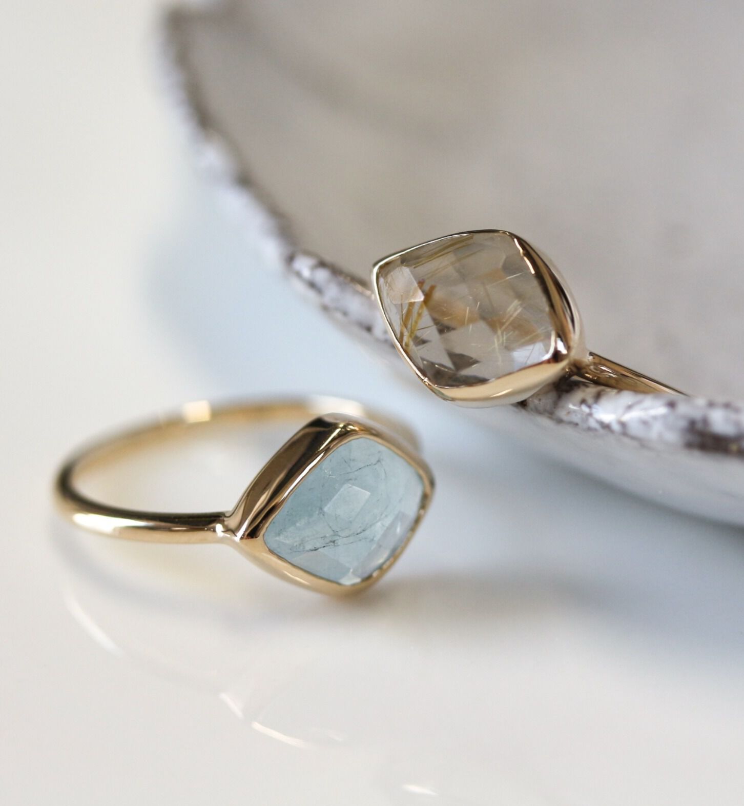  「ミルキーアクアマリン リング | K10YG」|リング|