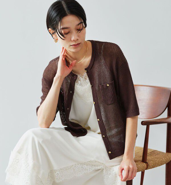 UNITED ARROWS green label relaxing「デイリーメッシュカーデ ウォッシャブル」|カーディガン|