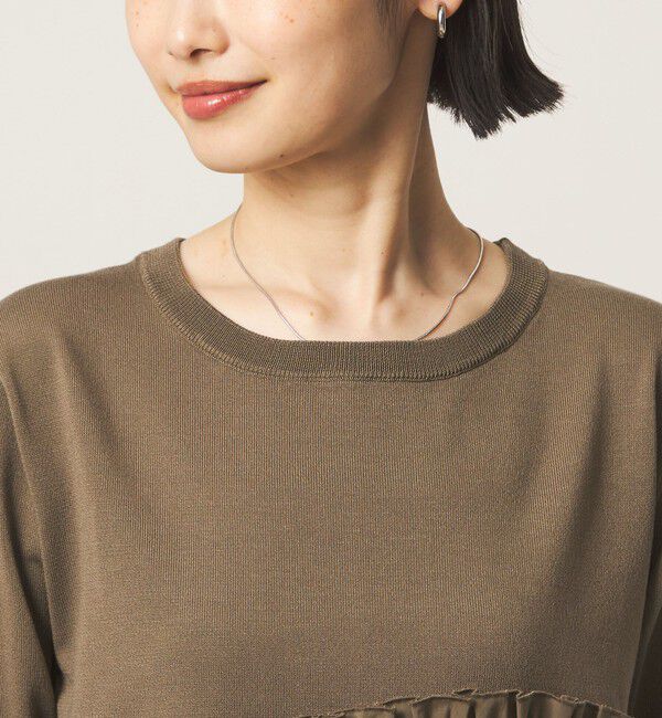 UNITED ARROWS green label relaxing「ティアード ドッキング 5分袖 プルオーバー ニット」|ニット・セーター|