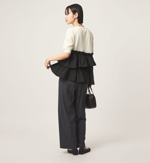 UNITED ARROWS green label relaxing「ティアード ドッキング 5分袖 プルオーバー ニット」|ニット・セーター|