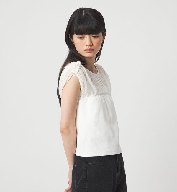 EMMEL REFINES「＜EMMEL REFINES＞EM ヨウリュウ カタフリル ドッキング Tシャツ」|Tシャツ・カットソー|