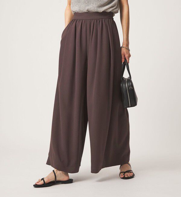 UNITED ARROWS green label relaxing「［size SHORTあり］ジョーゼット フレア タック ワイド パンツ」|その他|DK.BROWN