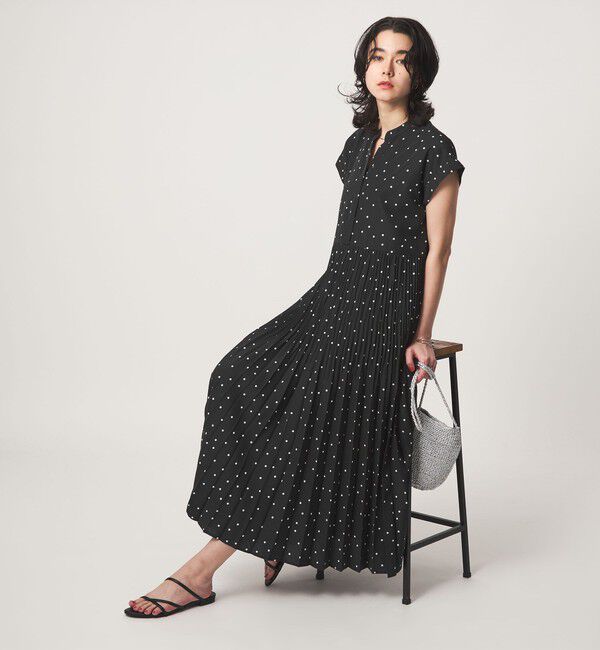 UNITED ARROWS green label relaxing「［size SHORT/TALLあり］全方位映えプリーツワンピ ドット」|ワンピース|
