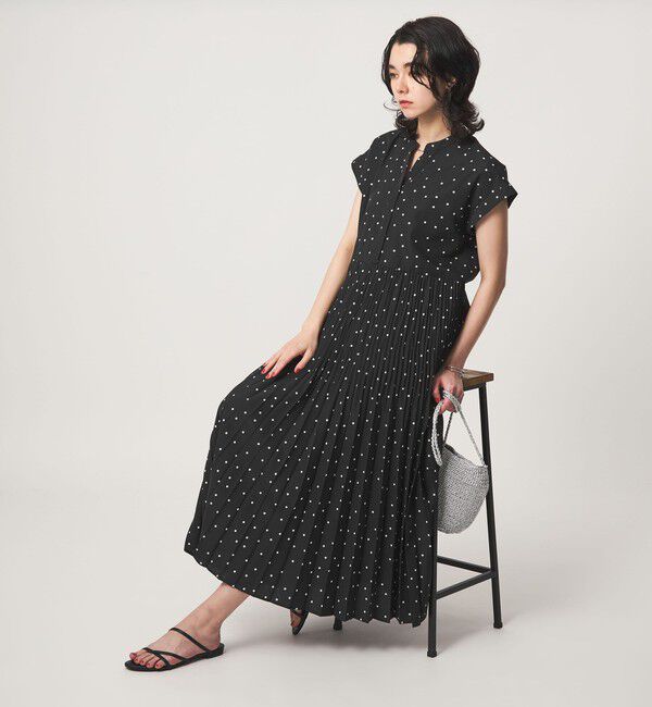 UNITED ARROWS green label relaxing「［size SHORT/TALLあり］全方位映えプリーツワンピ ドット」|ワンピース|