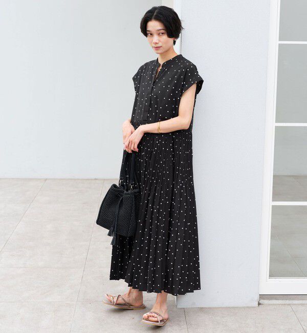 UNITED ARROWS green label relaxing「［size SHORT/TALLあり］全方位映えプリーツワンピ ドット」|ワンピース|