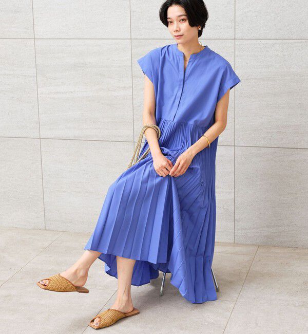 UNITED ARROWS green label relaxing「［size SHORT/TALLあり］全方位映えプリーツワンピ マシンウォッシャブル 吸水速乾」|ワンピース|