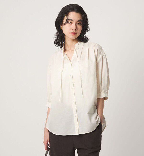 UNITED ARROWS green label relaxing「フリル ネック ショートスリーブ ブラウス」|シャツ・ブラウス|