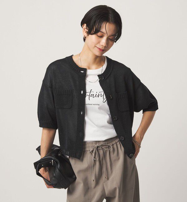 UNITED ARROWS green label relaxing「ハーフスリーブ ニット カーディガン」|カーディガン|BLACK