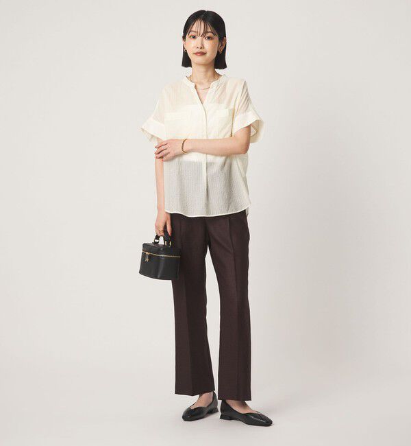 UNITED ARROWS green label relaxing「シアー ストライプ ポケット ショートスリーブ ブラウス」|シャツ・ブラウス|