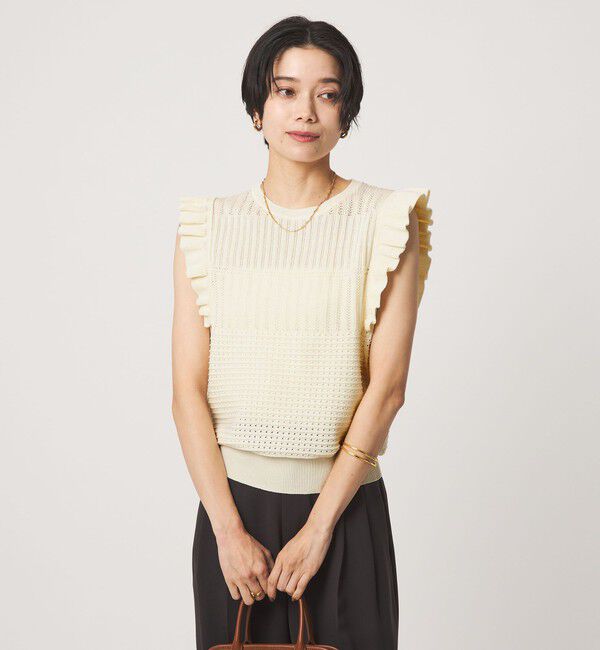 UNITED ARROWS green label relaxing「フリル ノースリーブ ニット」|ニット・セーター|