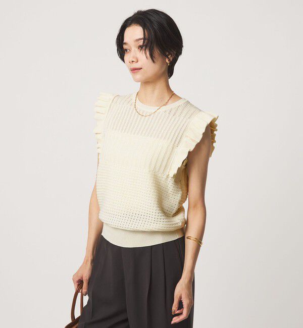 UNITED ARROWS green label relaxing「フリル ノースリーブ ニット」|ニット・セーター|