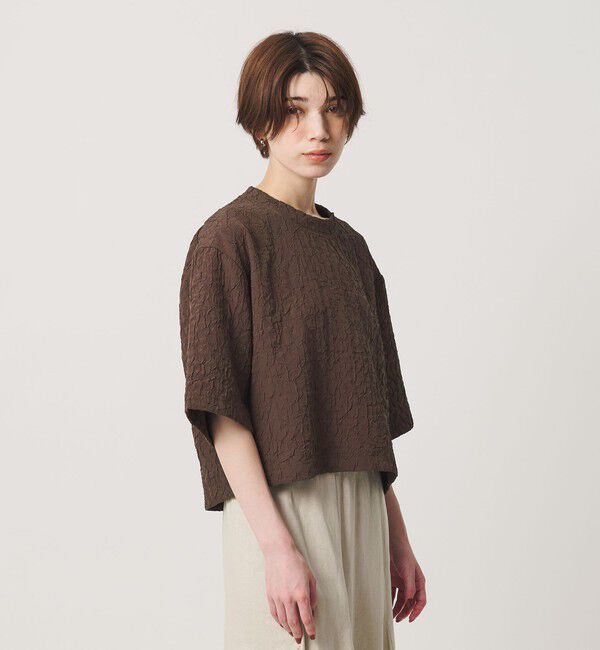 BEAUTY&YOUTH UNITED ARROWS「ジャガード クルーネック 6分袖 プルオーバー」|Tシャツ・カットソー|