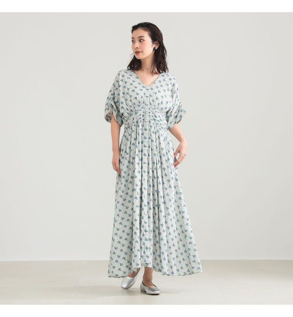 Demi-Luxe BEAMS 「ne Quittez pas / スモール フラワー ギャザー ワンピース」|ワンピース|GREY