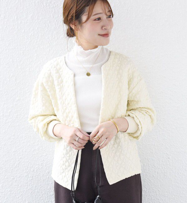 SHIPS for women「【WEB限定】〈手洗い可能〉キルティング ジャカード カーディガン」|カーディガン|