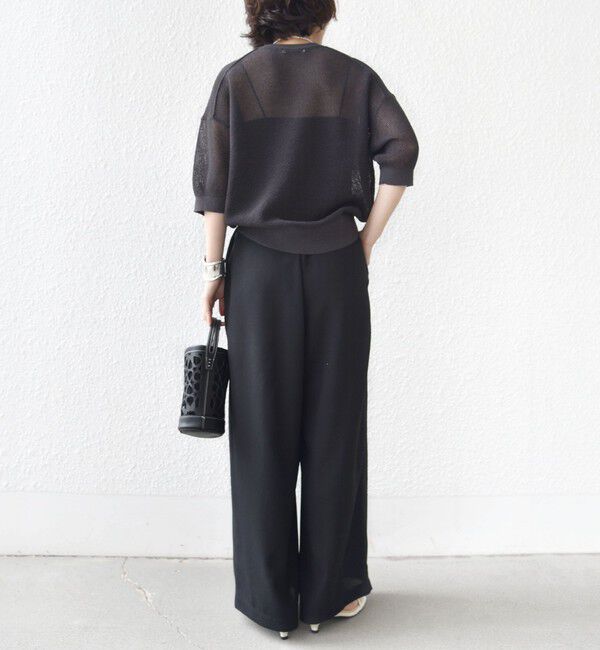 SHIPS for women「〈接触冷感/防シワ/洗濯機可能〉麻調 ウエスト リボン インタック イージー パンツ」|その他|