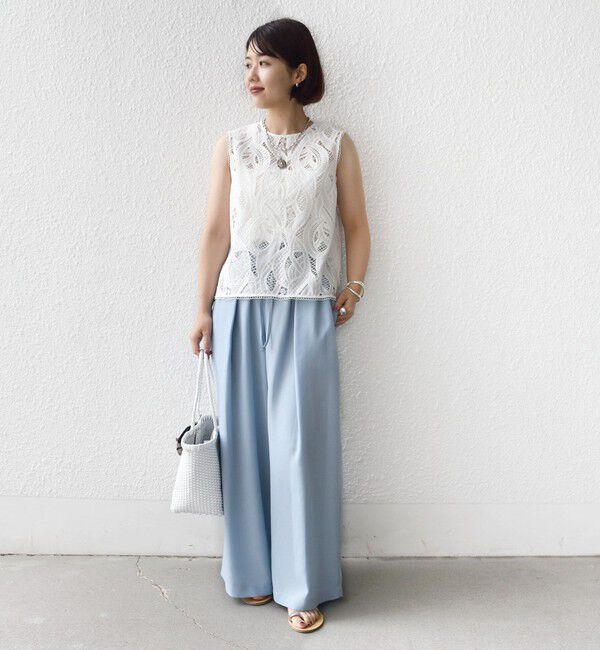 SHIPS for women「〈接触冷感/防シワ/洗濯機可能〉麻調 ウエスト リボン インタック イージー パンツ」|その他|