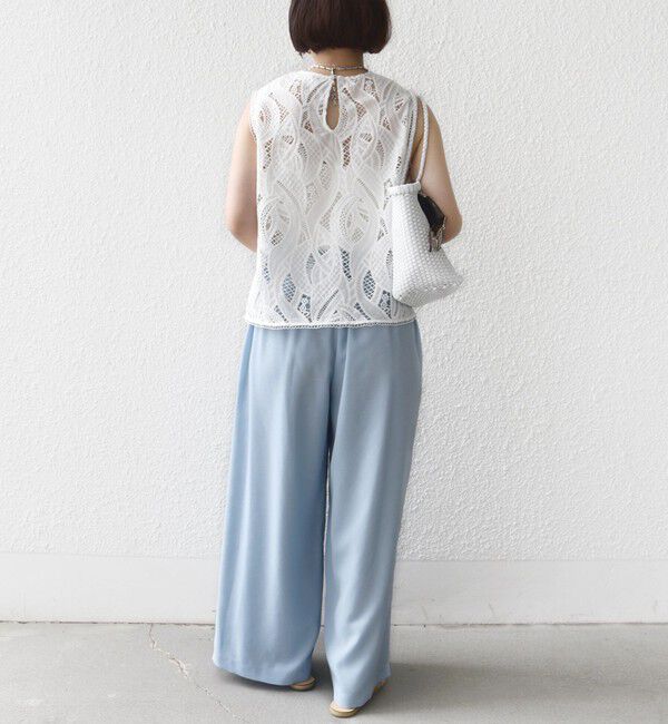 SHIPS for women「〈接触冷感/防シワ/洗濯機可能〉麻調 ウエスト リボン インタック イージー パンツ」|その他|