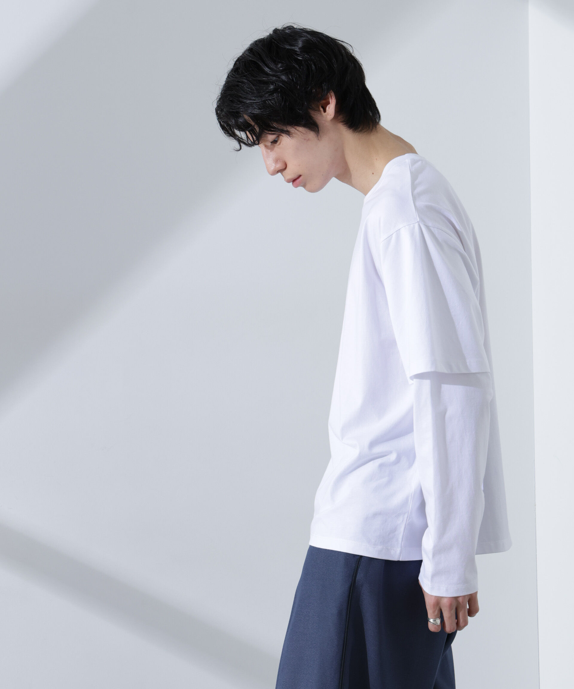 NANO universe「フェイクレイヤードTシャツ 長袖」|Tシャツ・カットソー|ホワイト
