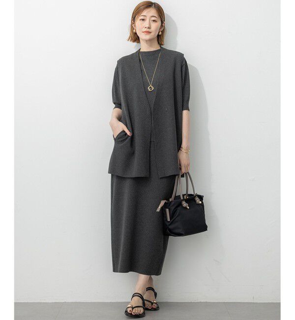 23区「【洗える/吊り干しOK】ヴィスコースストレッチ ニットベスト」|ベスト・ジレ|
