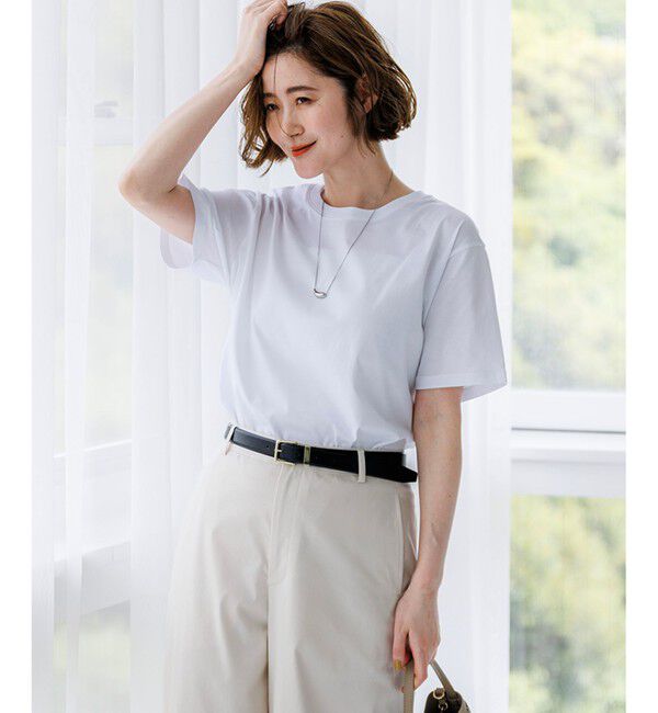 23区「シルキータッチ ベーシック Tシャツ」|Tシャツ・カットソー|ホワイト系
