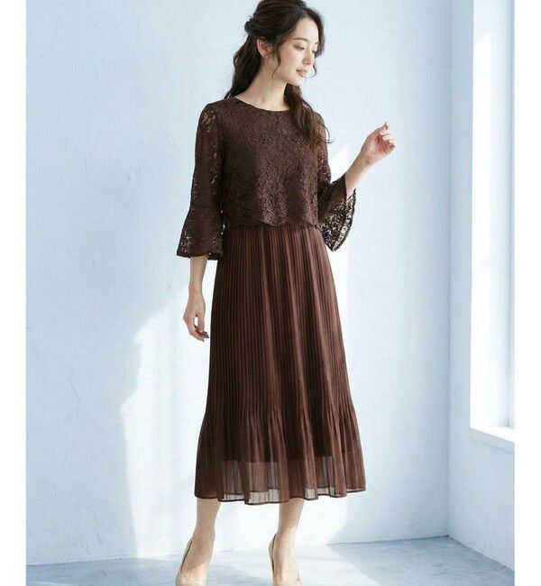 ANY SIS「【Lily Calin】レース&times;プリーツコンビ ドレス」|ドレス|