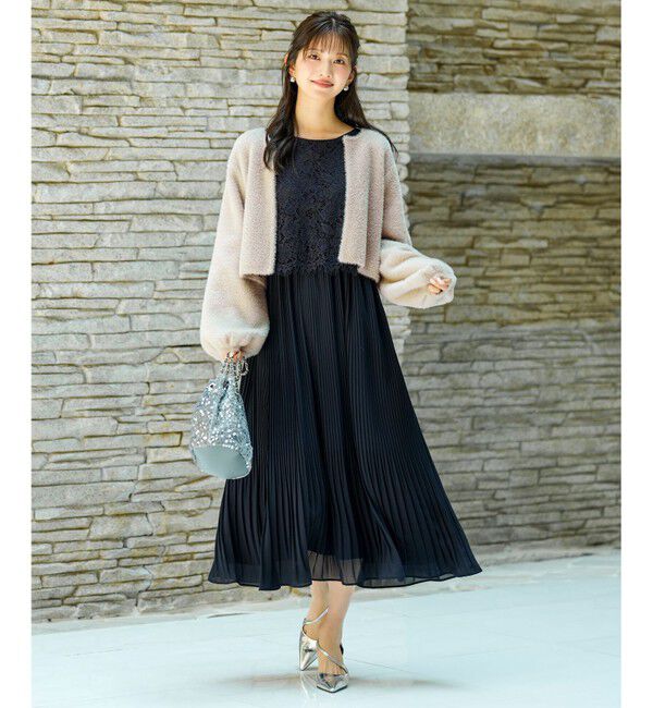 ANY SIS「【Lily Calin】レース&times;プリーツコンビ ドレス」|ドレス|