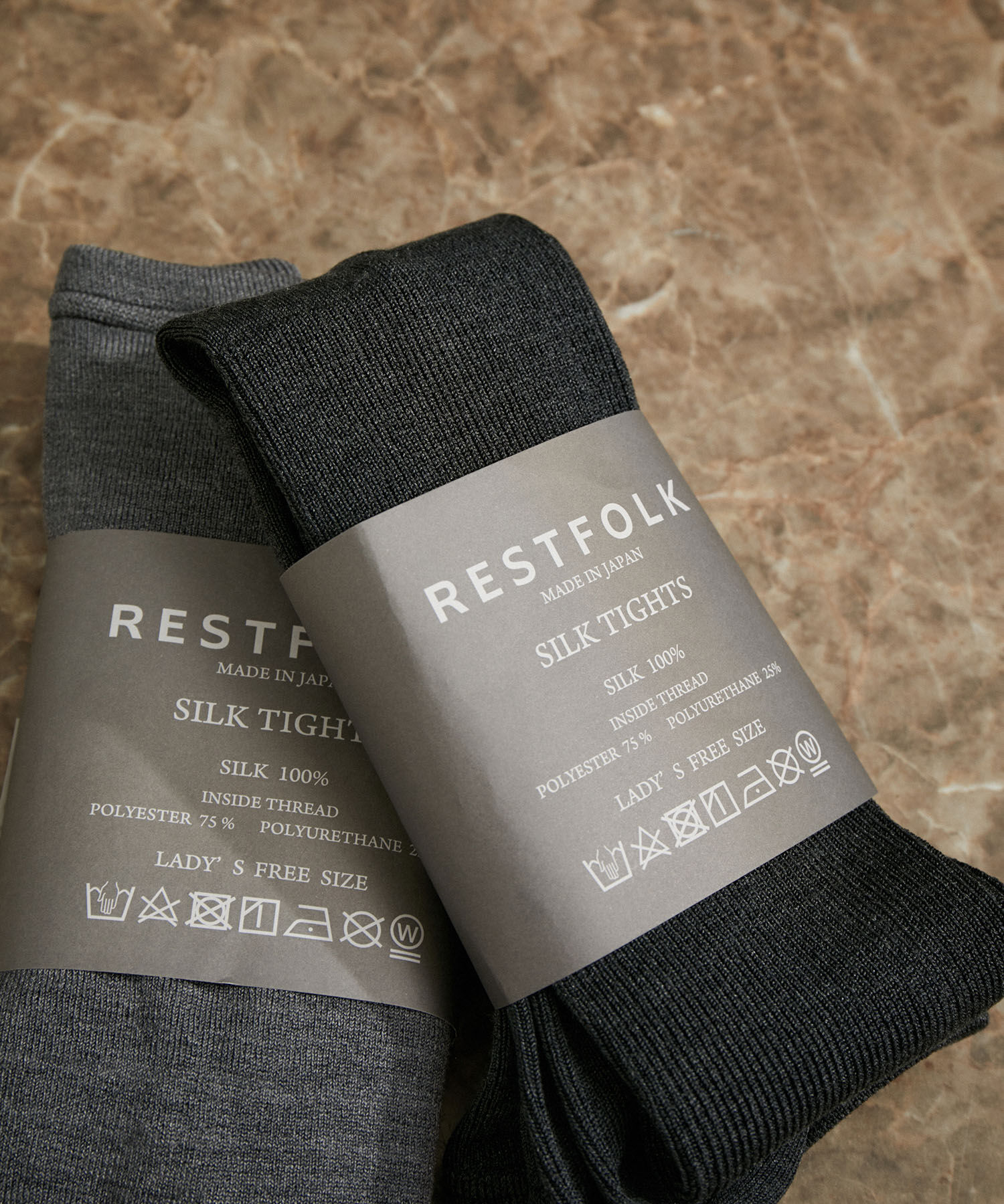 ADAM ET ROPE'「RESTFOLK SILK タイツ」|タイツ・ストッキング|チャコール(06)
