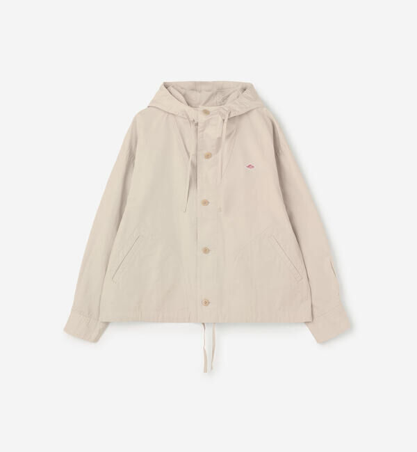 DANTON「DANTON | コットンリネンダンプ ショートフードジャケット WOMEN」|テーラードジャケット|OFFWHITE